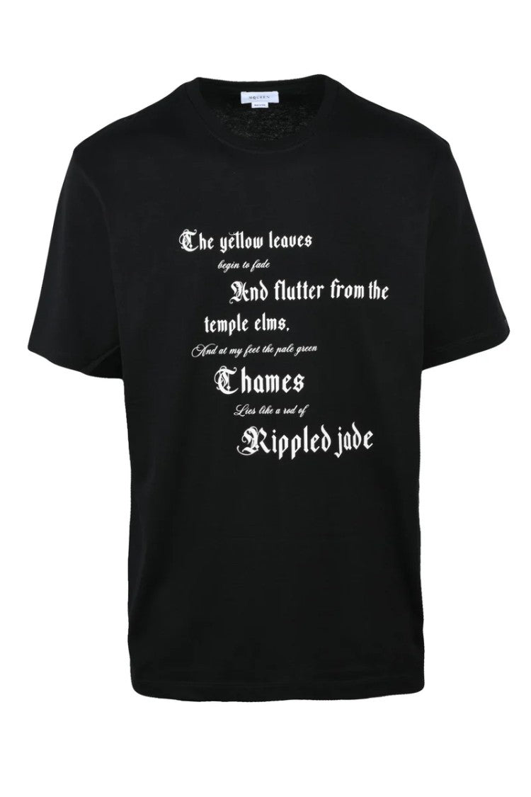 Alexander Mcqueen Gothic Text Black Cotton T-Shirt
