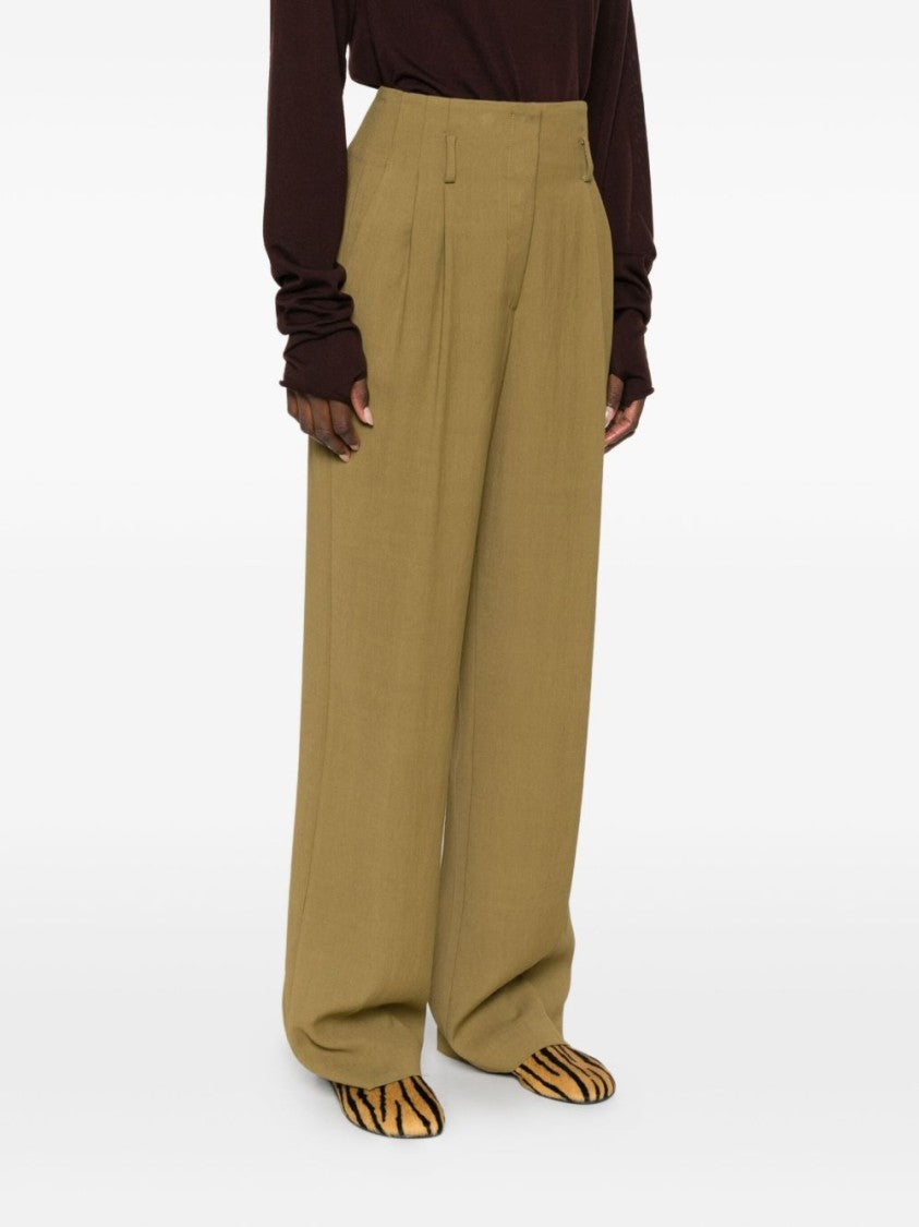 Forte Forte Pleated Wide-Leg Trousers With High Waist