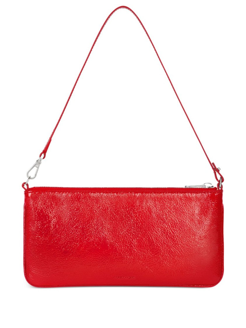 Courrèges Rectangular Handbag With Glossy Textured Finish And Silver Hardware