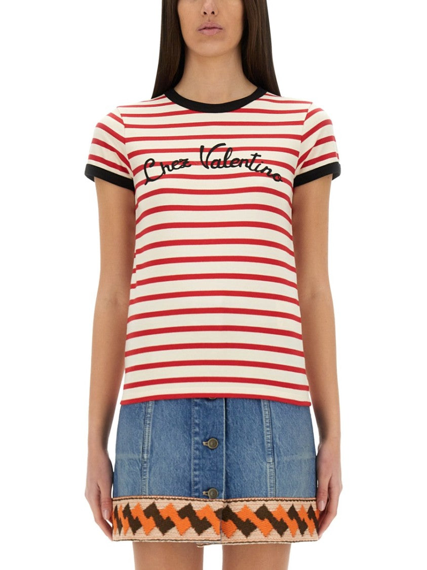 Valentino Striped Cotton Jersey T-Shirt