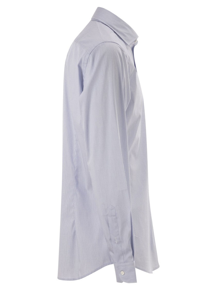 Fay Regular Fit Shirt In Striped Stretch Jersey