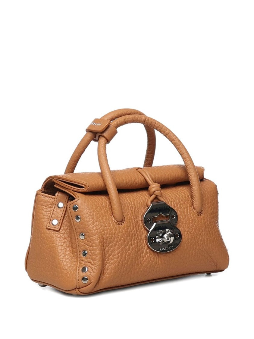 Zanellato Compact Brown Grained Leather Handbag