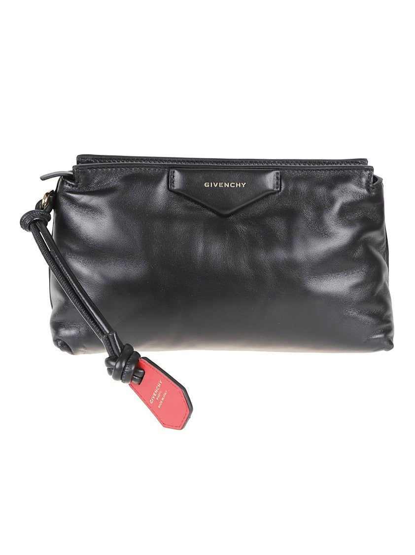 Givenchy Smooth Lamb Leather Rectangular Clutch With Embossed Logo