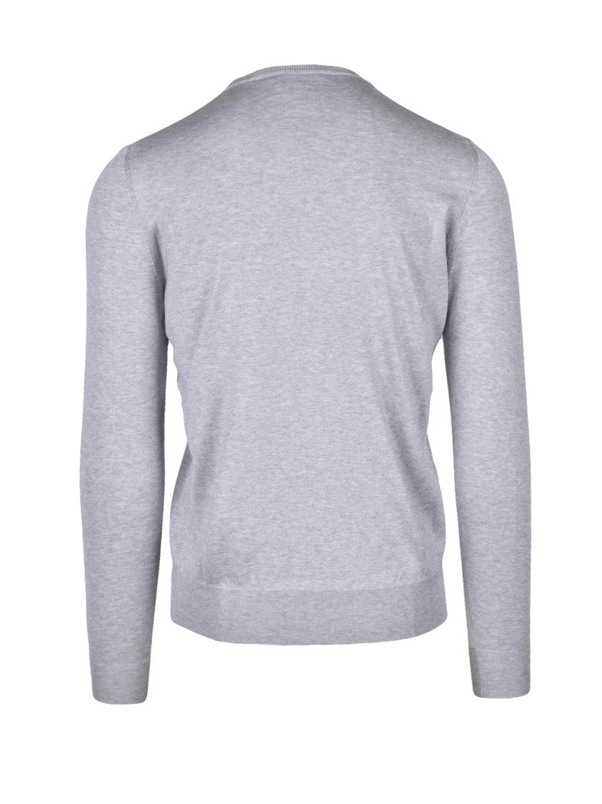 Fama Light Grey Fine-Knit Sweater