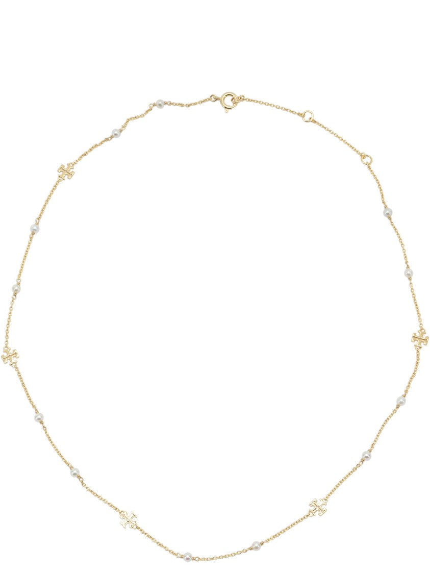 Tory Burch Gold-Toned Necklace With Cultured Pearls