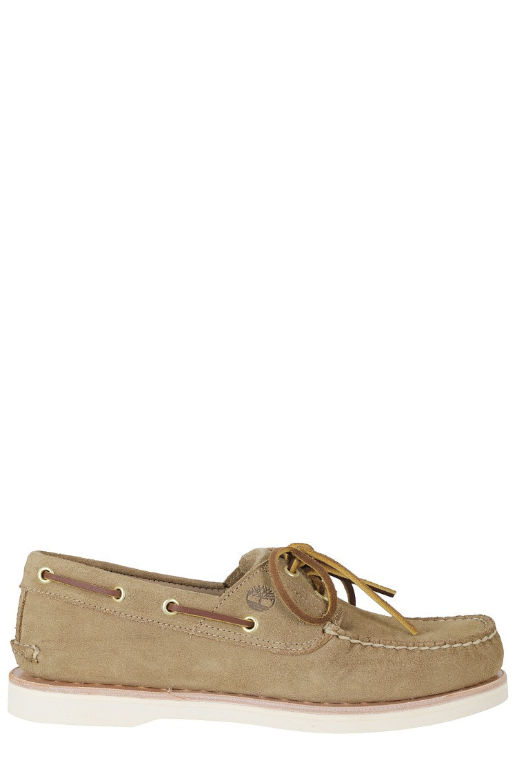 Timberland Beige Handcrafted Crude Leather Laces Leather Boat Shoes