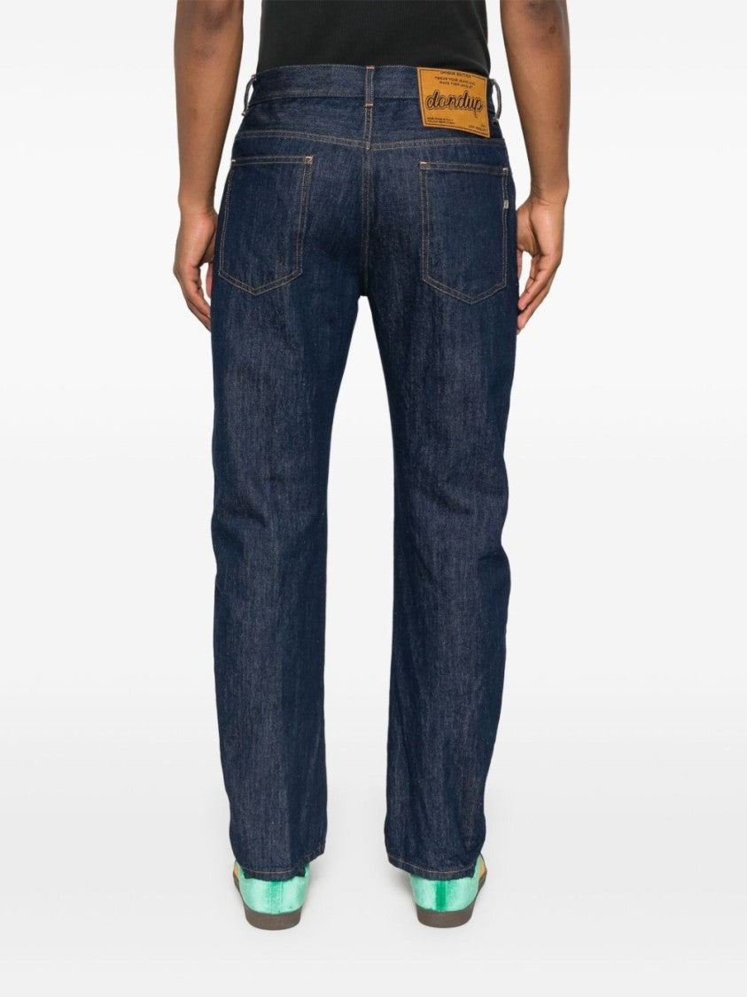 Dondup Navy Blue Tapered Leg Five-Pocket Jeans