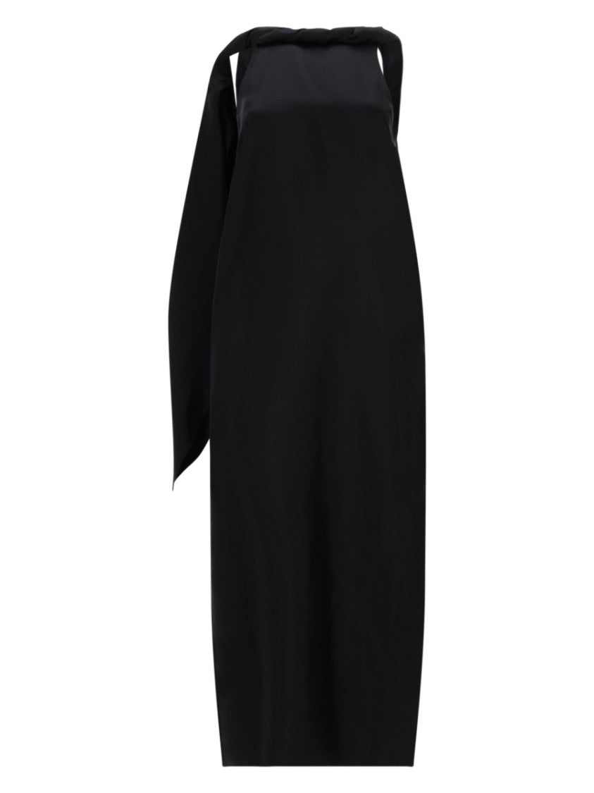 Loulou De Saison Susan Asymmetrical Draped Bow Midi Dress