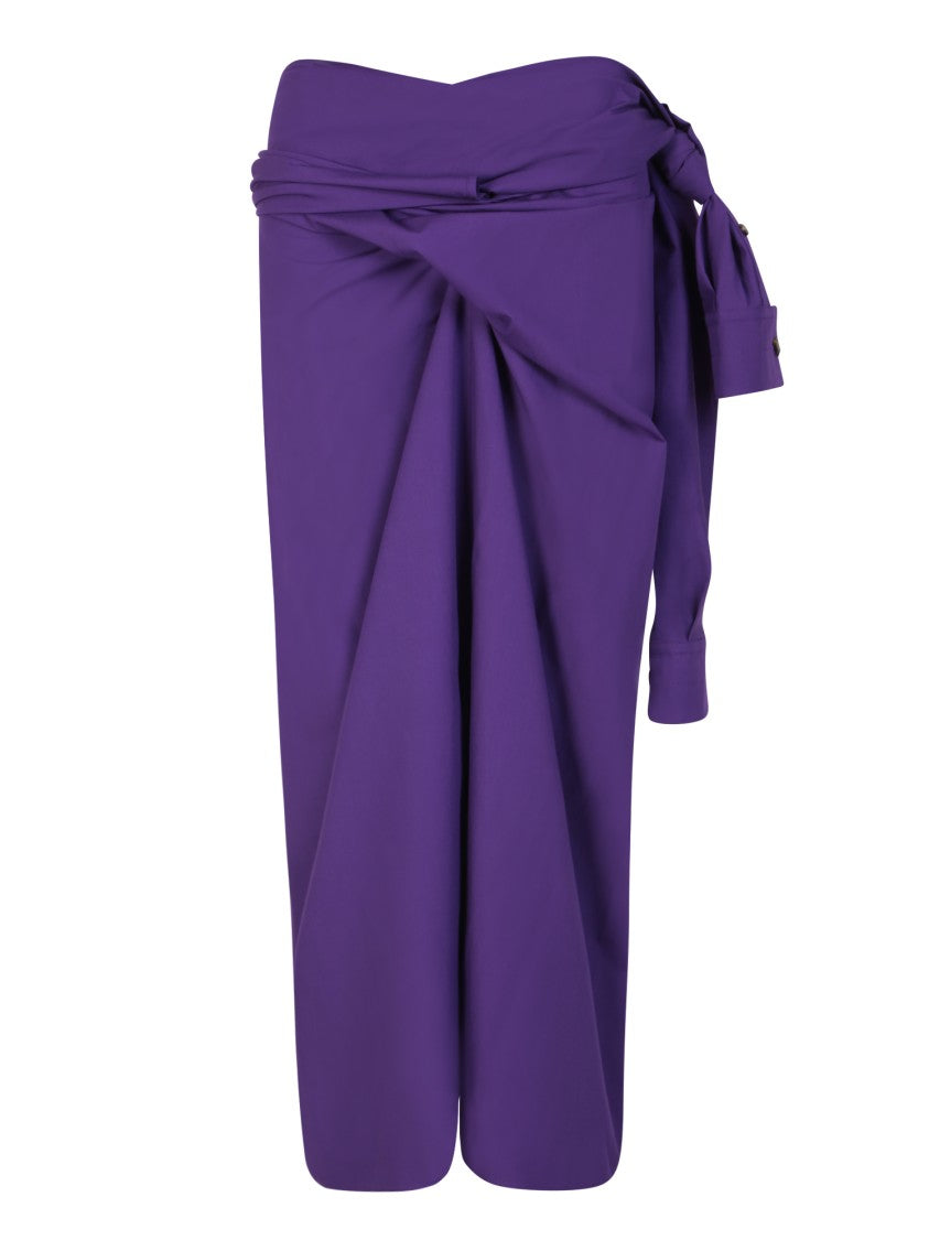 Quira Purple Cotton Midi Skirt