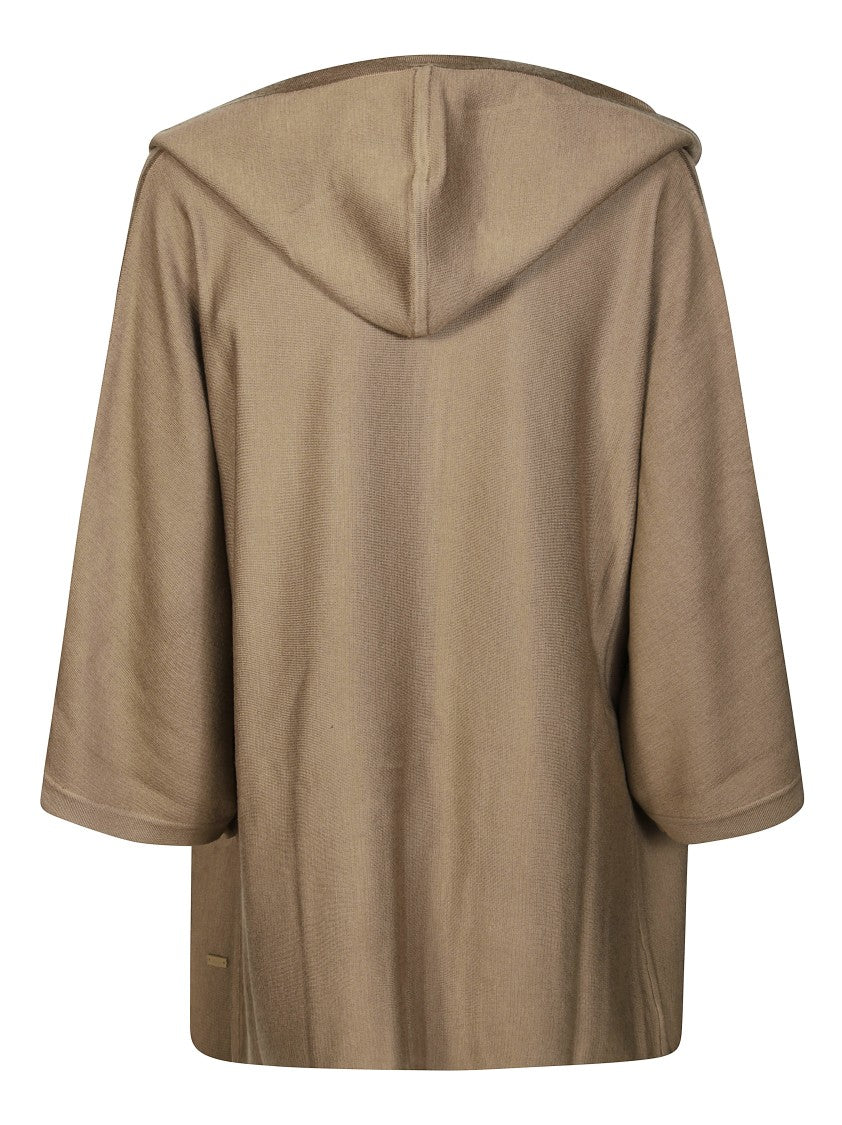Max Mara Boxy Hooded Cardigan With Elbow-Length Sleeves