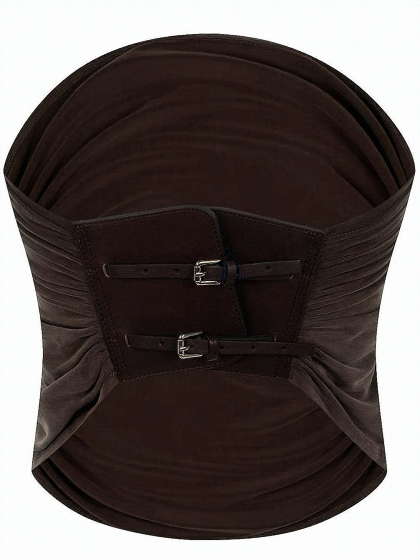 Paloma Wool Structured Ruched Belt With Adjustable Leather Straps