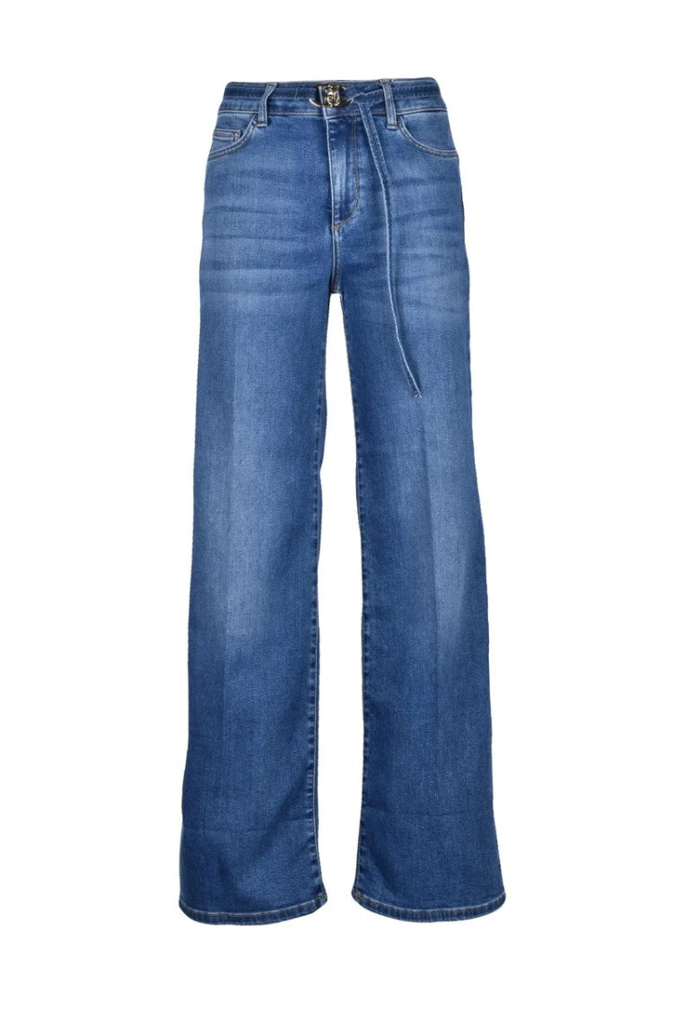 Liu Jo Blue Bottom Up Flare Cotton Jeans
