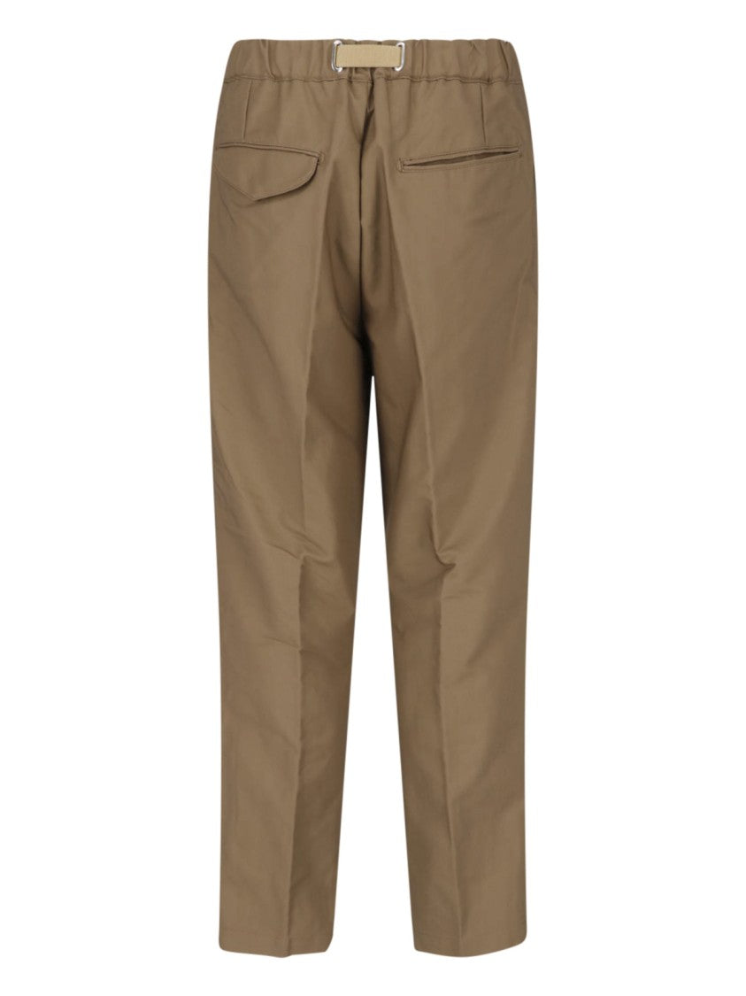 White Sand Brown Cotton Velvet Mid-Rise Straight-Leg Pants