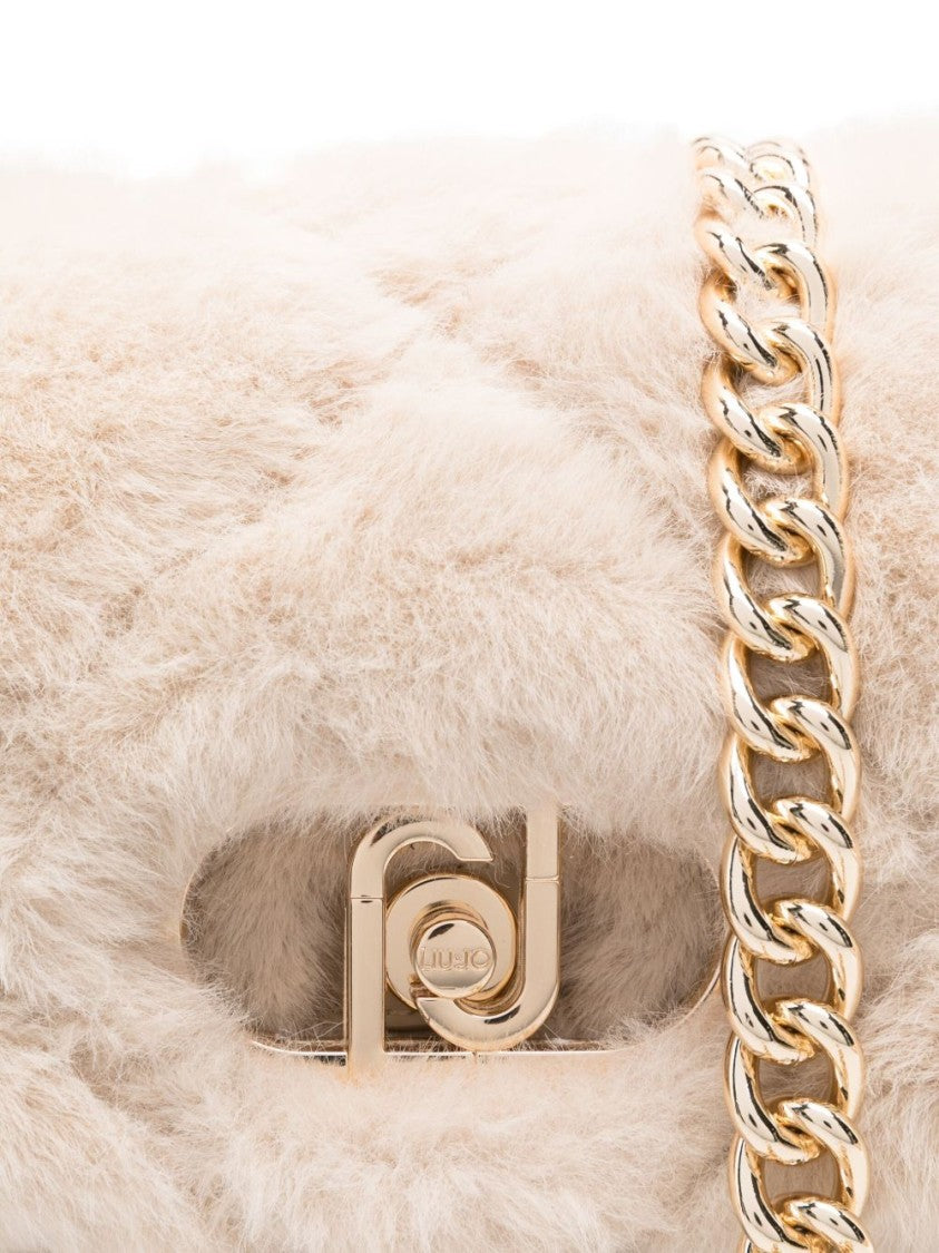 Liu Jo Quilted Plush Handbag With Gold-Tone Clasp