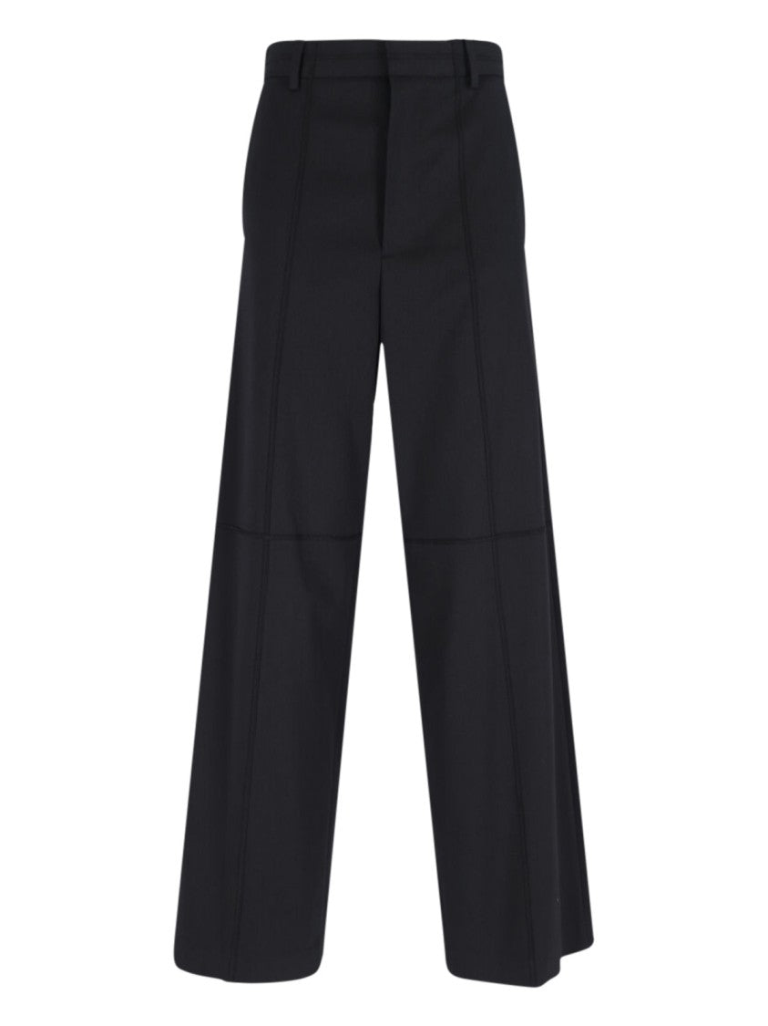 Mm6 By Maison Margiela Wide-Leg Black Wool Blend Trousers