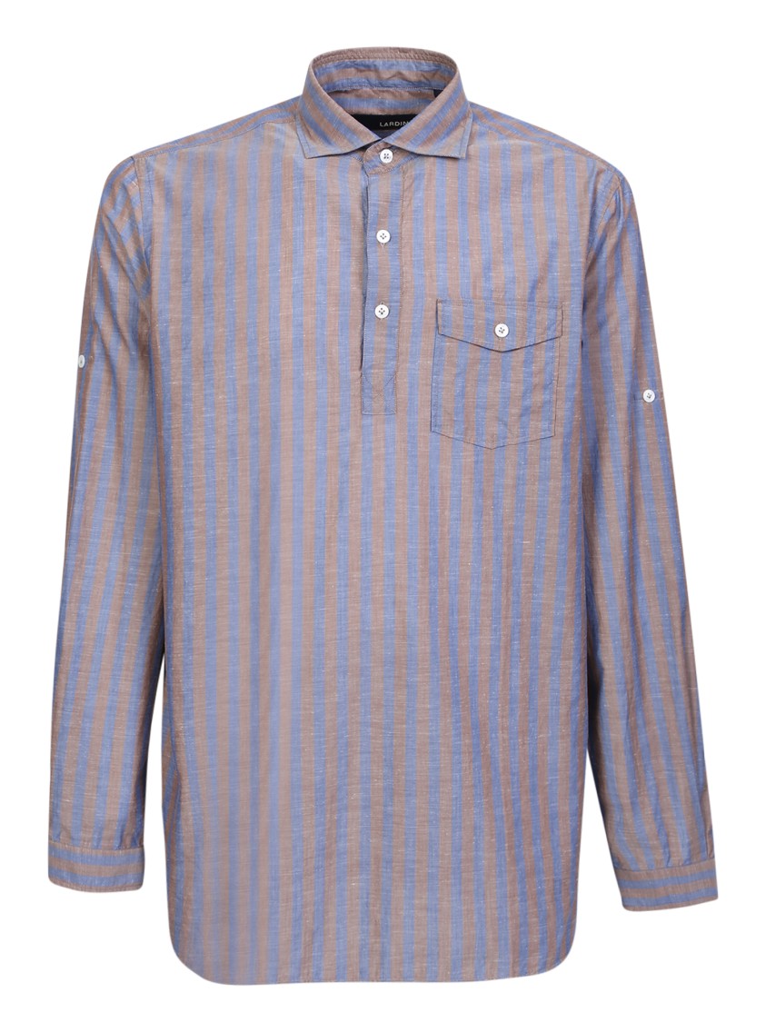 Lardini Brown Cotton Stripe Shirt