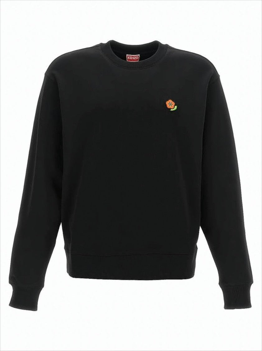 Kenzo Black Long-Sleeve Sweatshirt With Embroidered Floral Detail