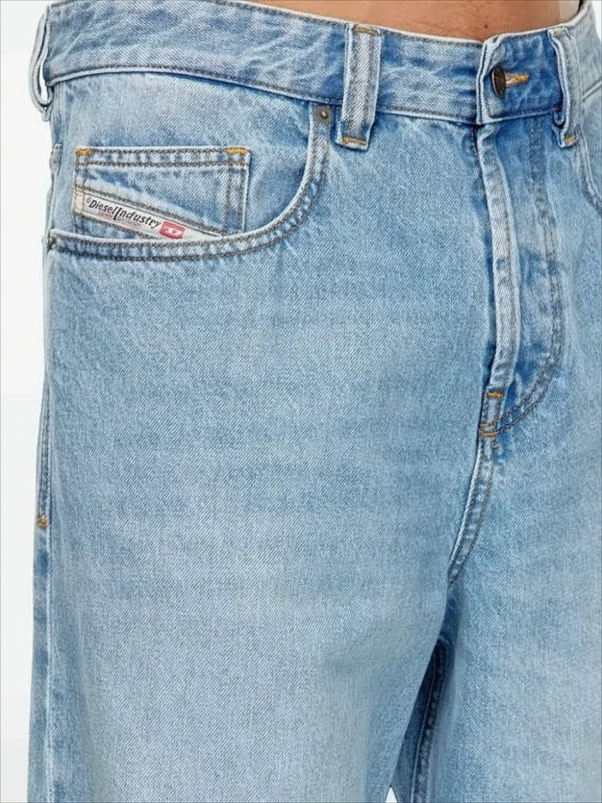 Diesel Straight-Leg Light Blue Denim Pants With Five-Pocket Design