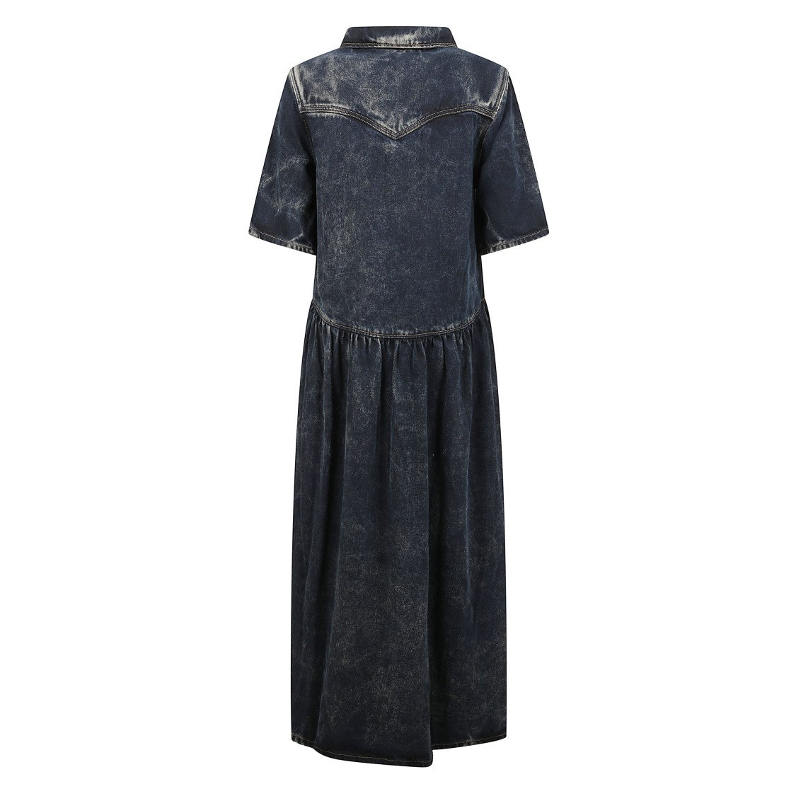 Ganni Short-Sleeved Shirt Dress With Long Skirt