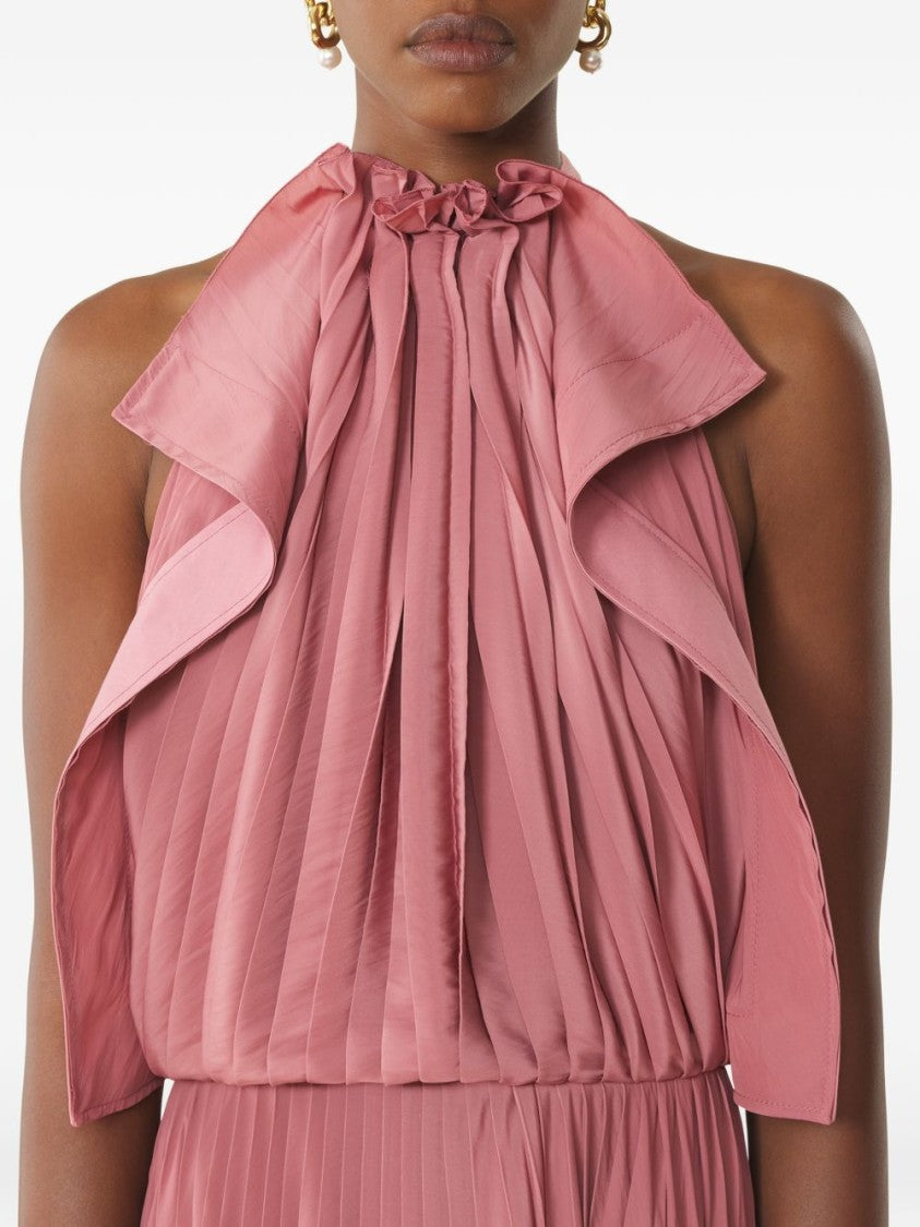 Lanvin Two-Tone Rose Pink Halterneck Maxi Dress