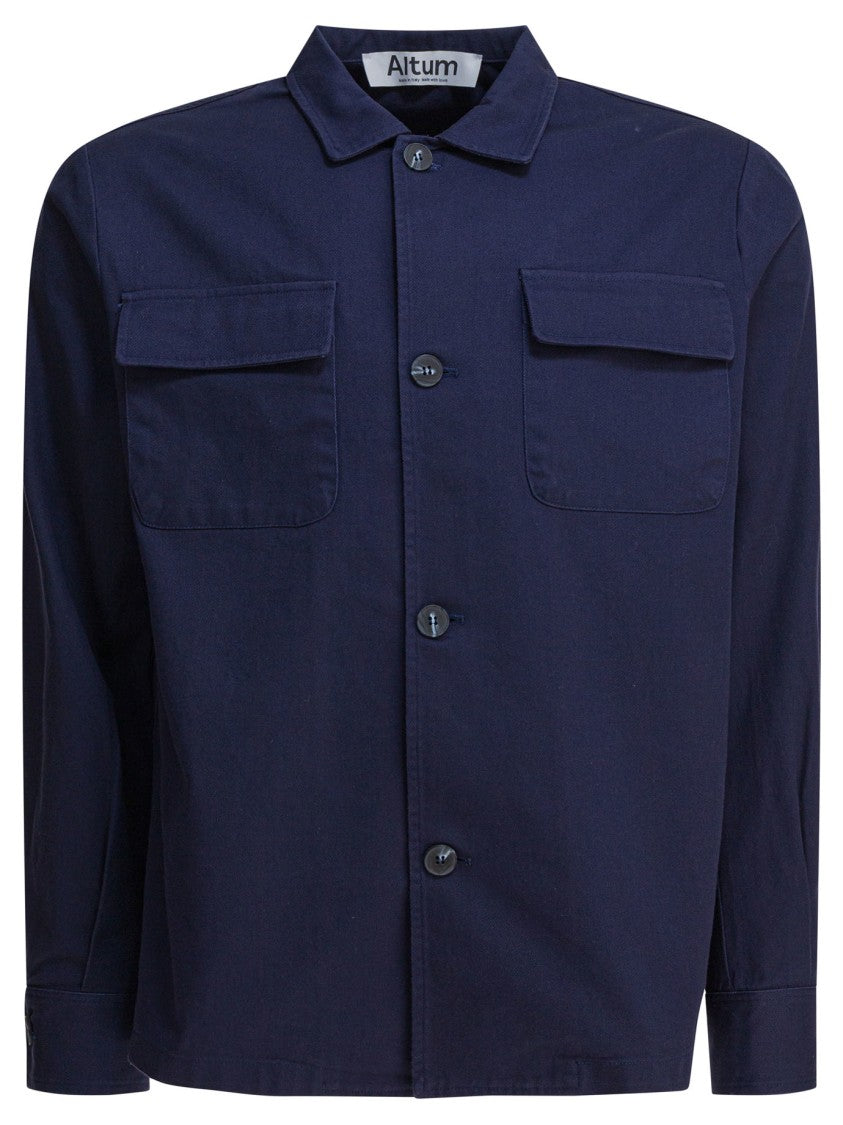 Altum Button-Up Blue Jacket With Chest Pockets