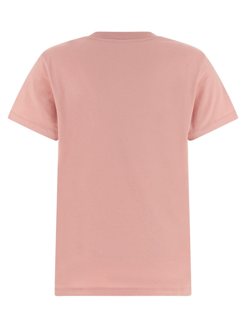 Moncler Embroidered Logo Crewneck T-Shirt In Soft Pink
