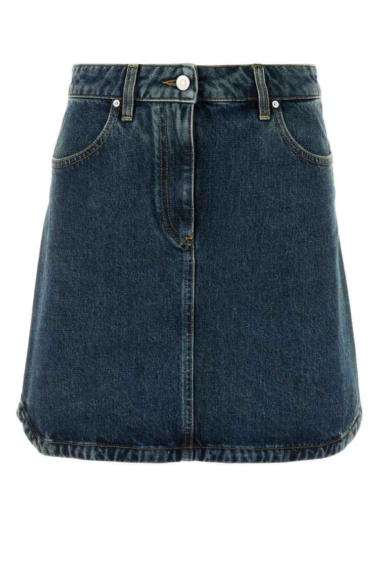 Givenchy A-Line Blue Denim Skirt With Button Closure