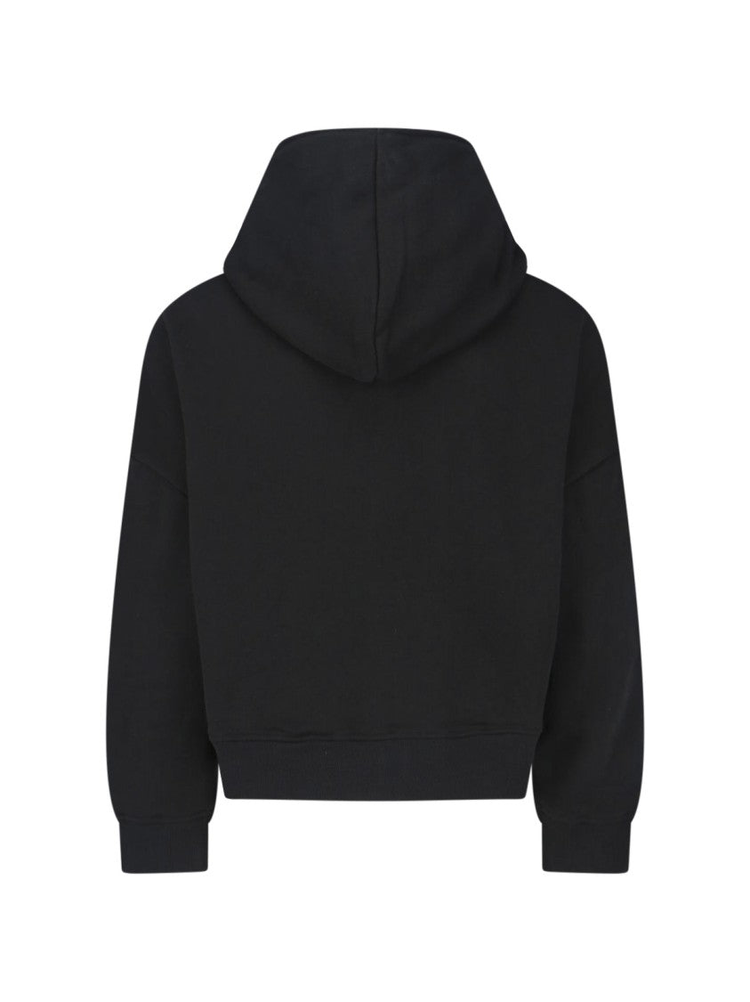 Entire Studios Black Cropped Structured Cotton Hoodie