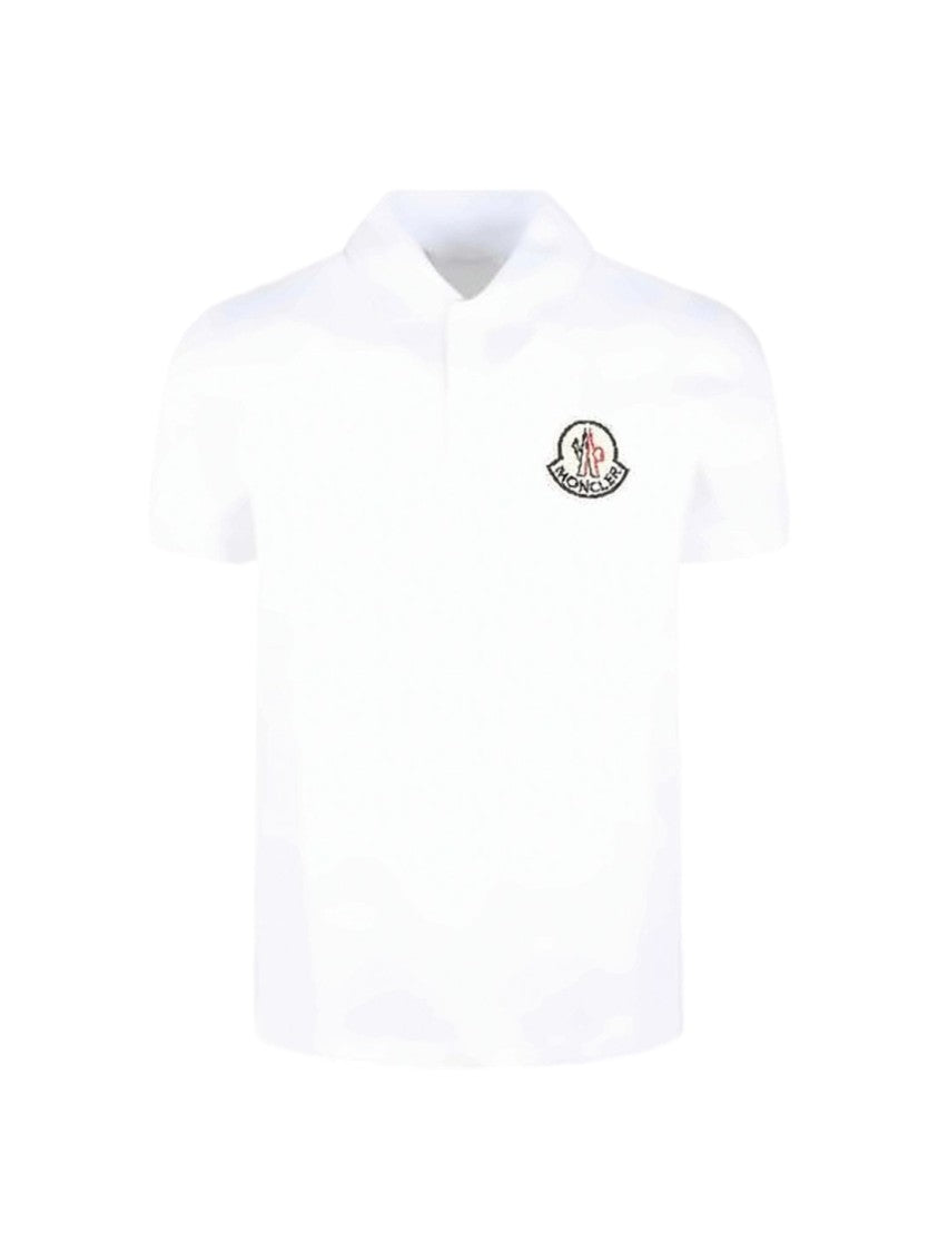 Moncler White Short-Sleeved Polo Shirt With Embroidered Logo