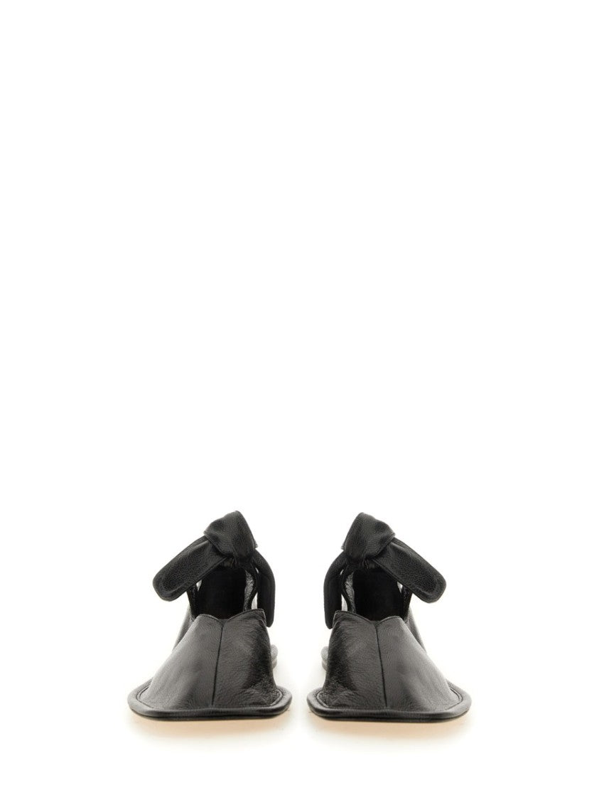 Hereu Knotted Black Lambskin Flats