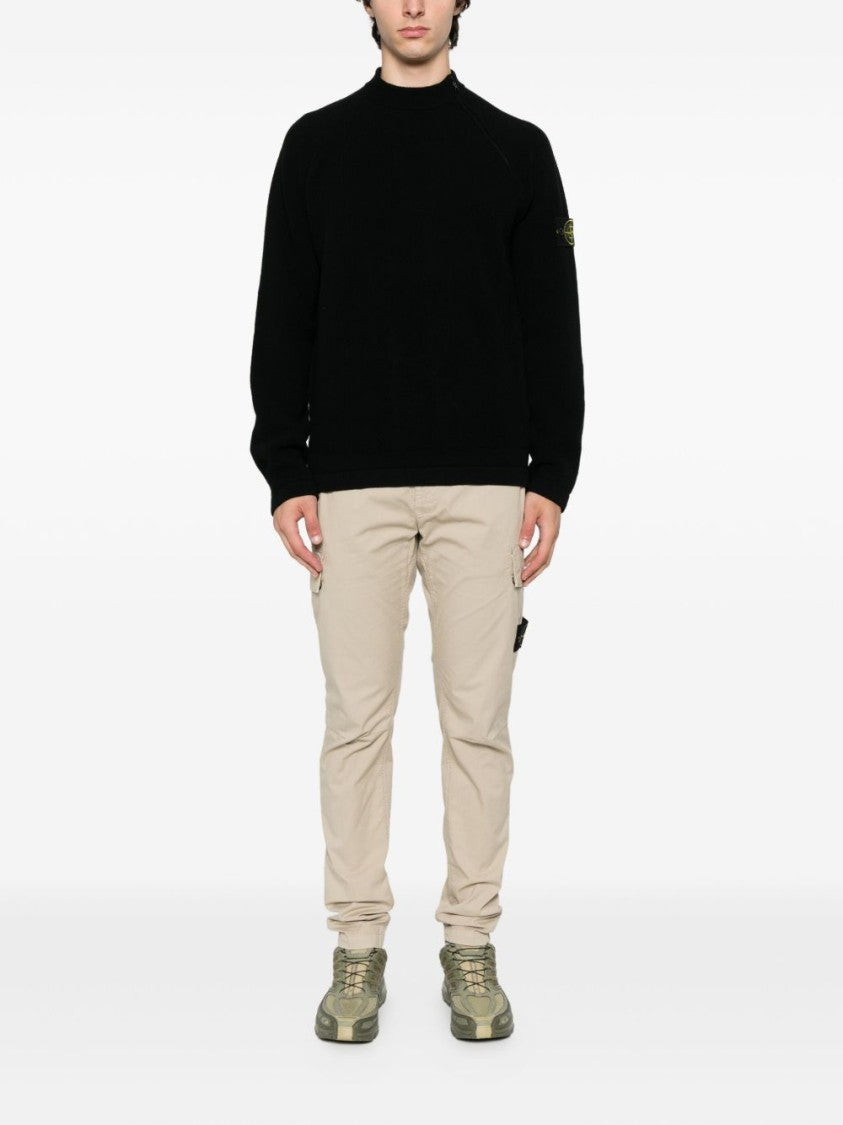 Stone Island Textured Honeycomb Stitch Mock Neck Sweater