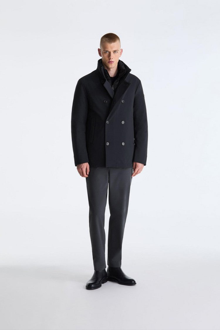 Peuterey Black Double-Breasted Stand-Collar Down Jacket