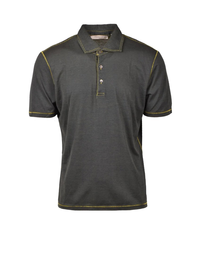 Laboratorio 38 Green Contrast Detailing Cotton Polo Shirt