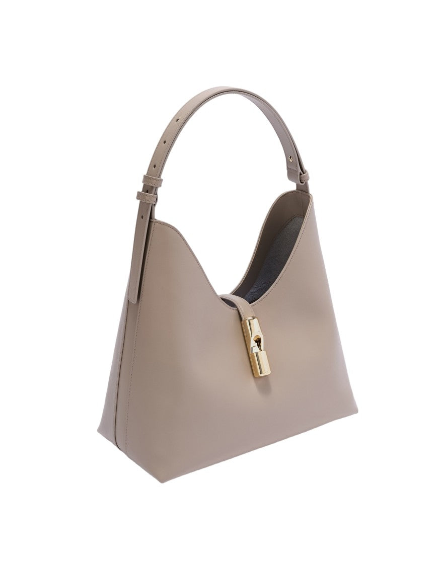 Furla Hobo Bag Goccia M In Leather Color Linen