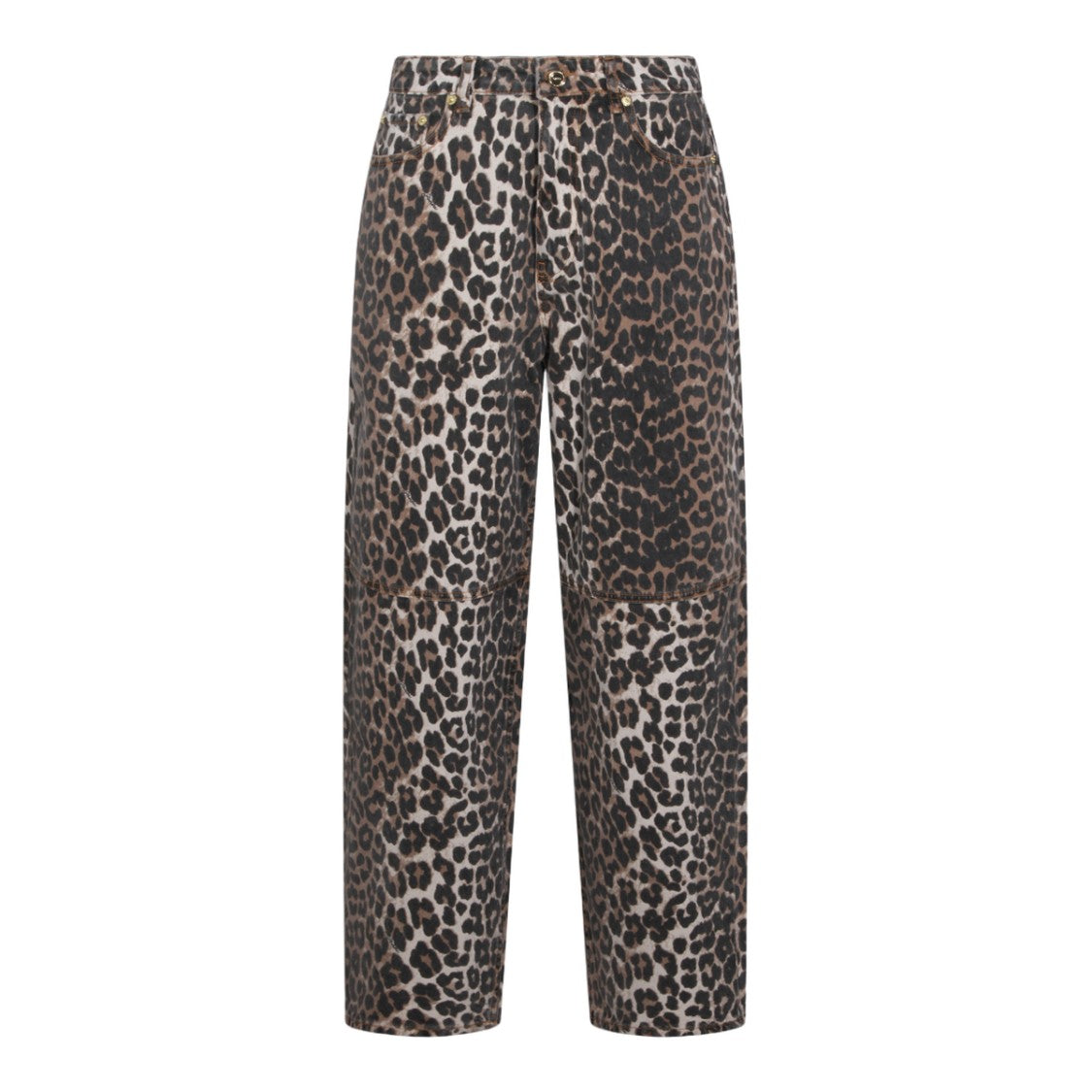 Ganni Leopard Print Straight-Leg Jeans