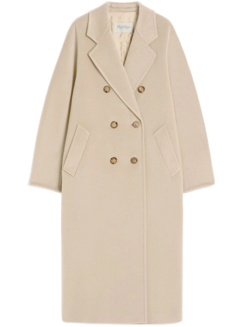 Max Mara Neutral Beige Madame Double-Breasted Long Coat