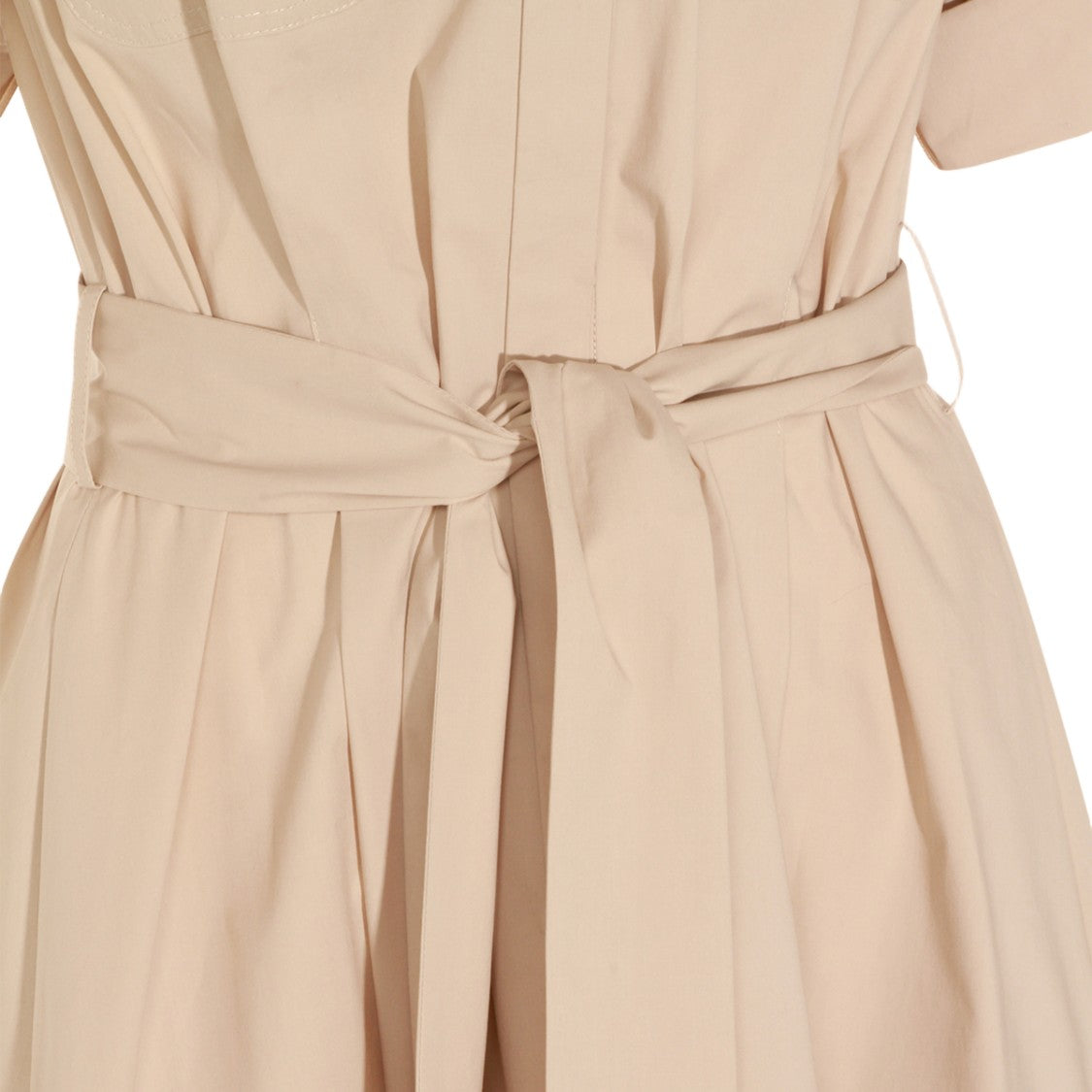 Antonelli Firenze Belted Beige Midi Dress With Classic Shirt Collar