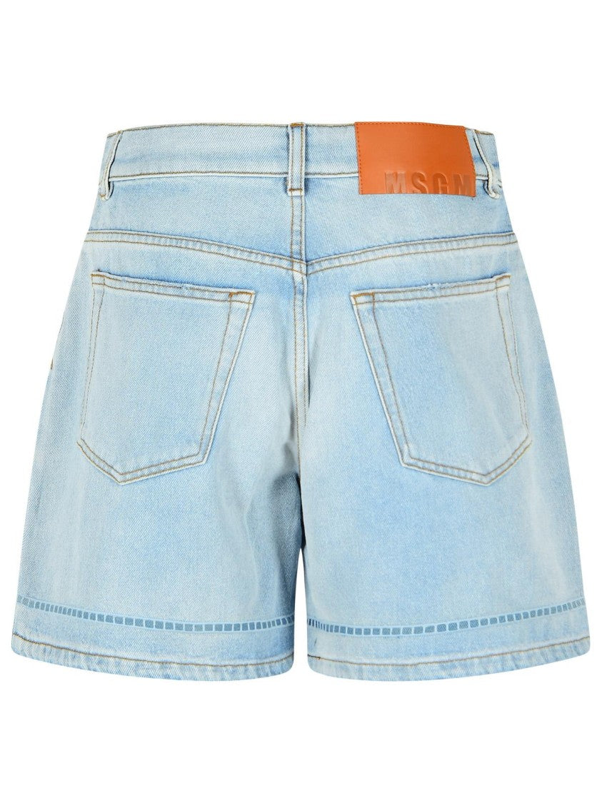 Msgm Light Blue Denim Shorts
