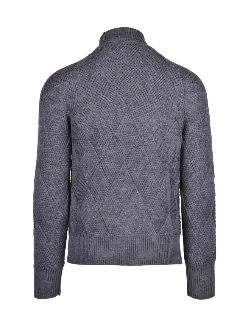 Alpha Studio Textured Turtleneck Sweater In Extrafine Merino Wool