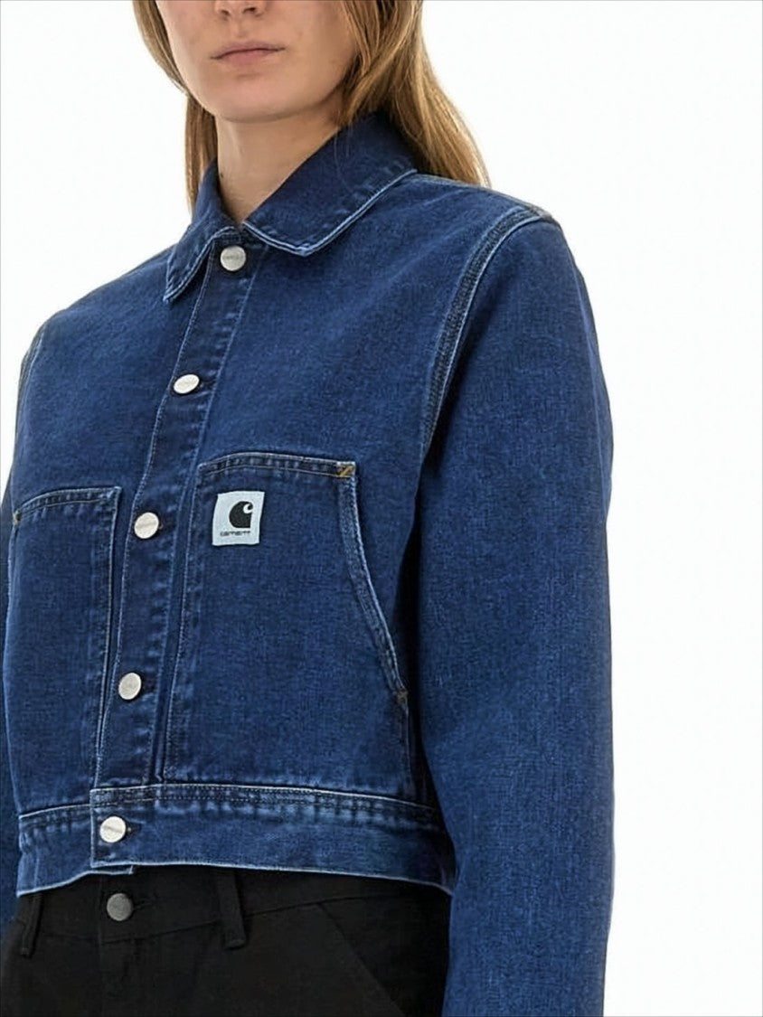 Carhartt Wip Cropped Denim Jacket With Classic Collar