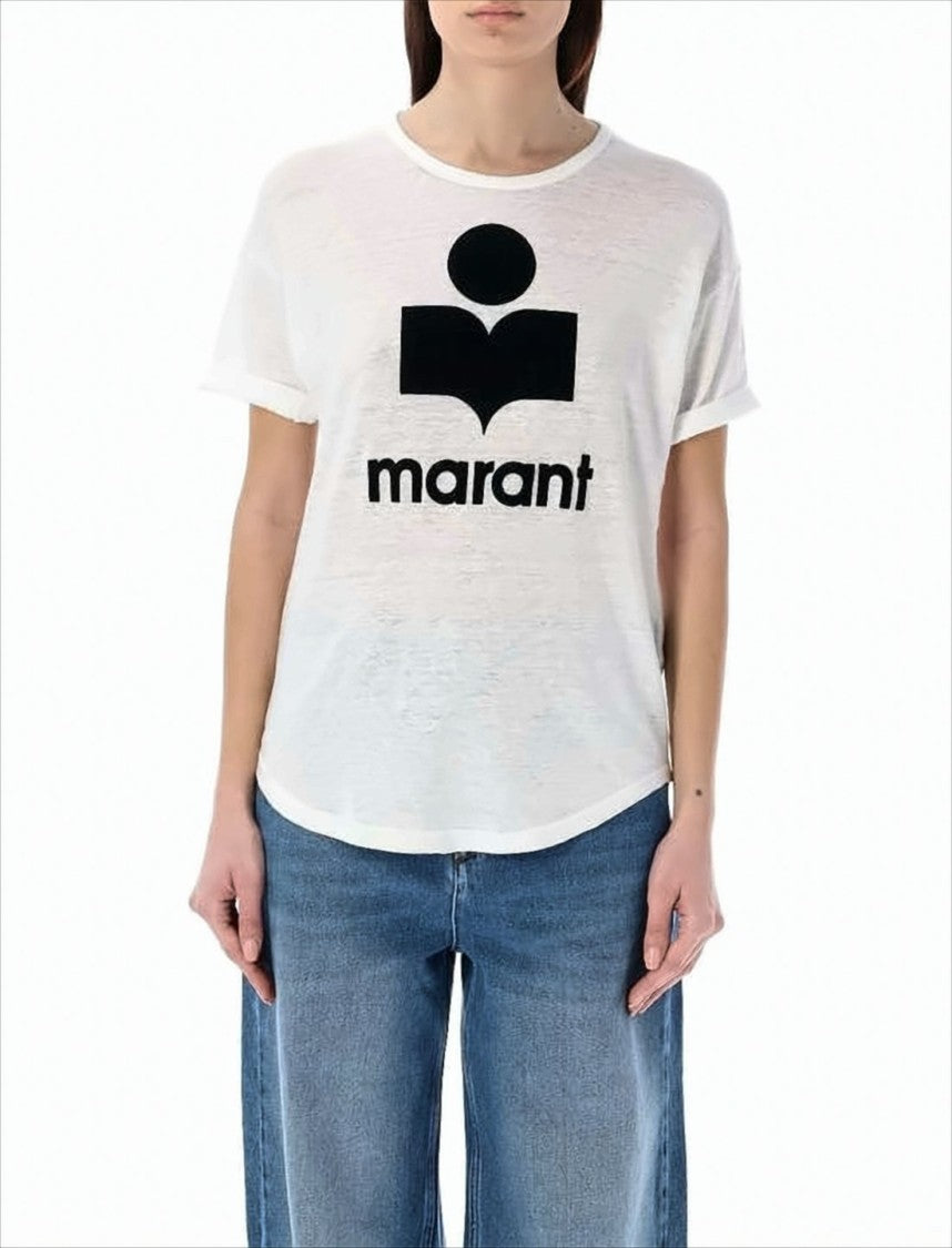 Isabel Marant Linen Graphic Logo T-Shirt