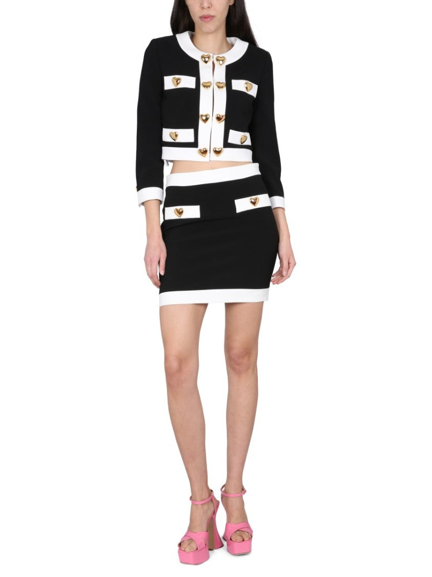 Moschino Heart Buttons Crepe Miniskirt