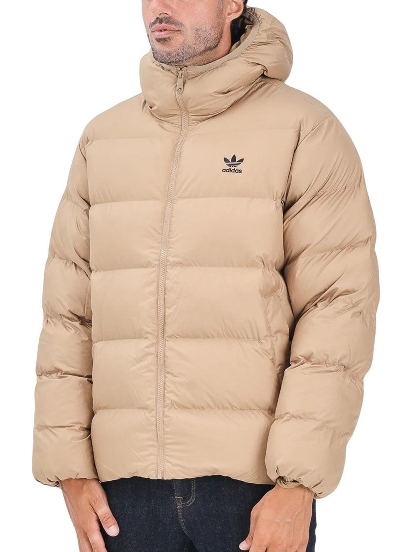 Adidas Beige Hooded Padded Polyester Down Jacket