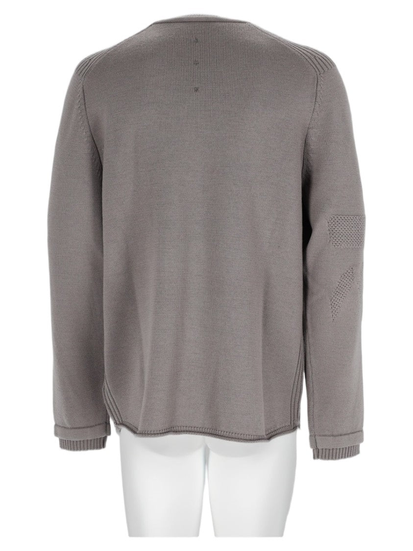 Premiata Grey Relaxed-Fit Textured Sleeve Knit Sweater