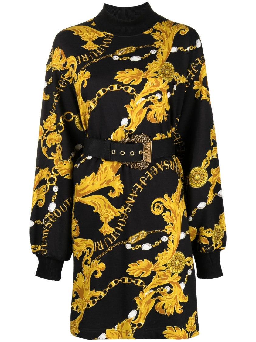 Versace Jeans Couture Mini Dress With Gold Baroque Print
