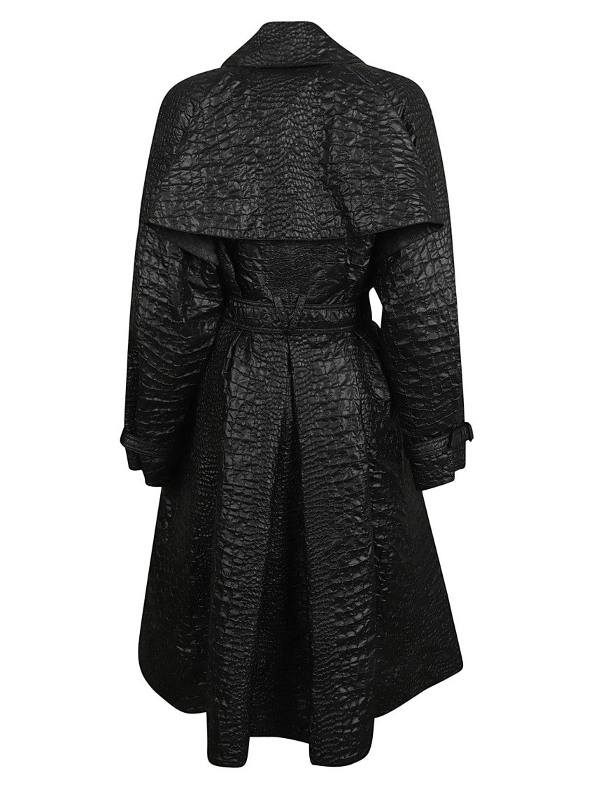 Versace Textured Black Trench Coat