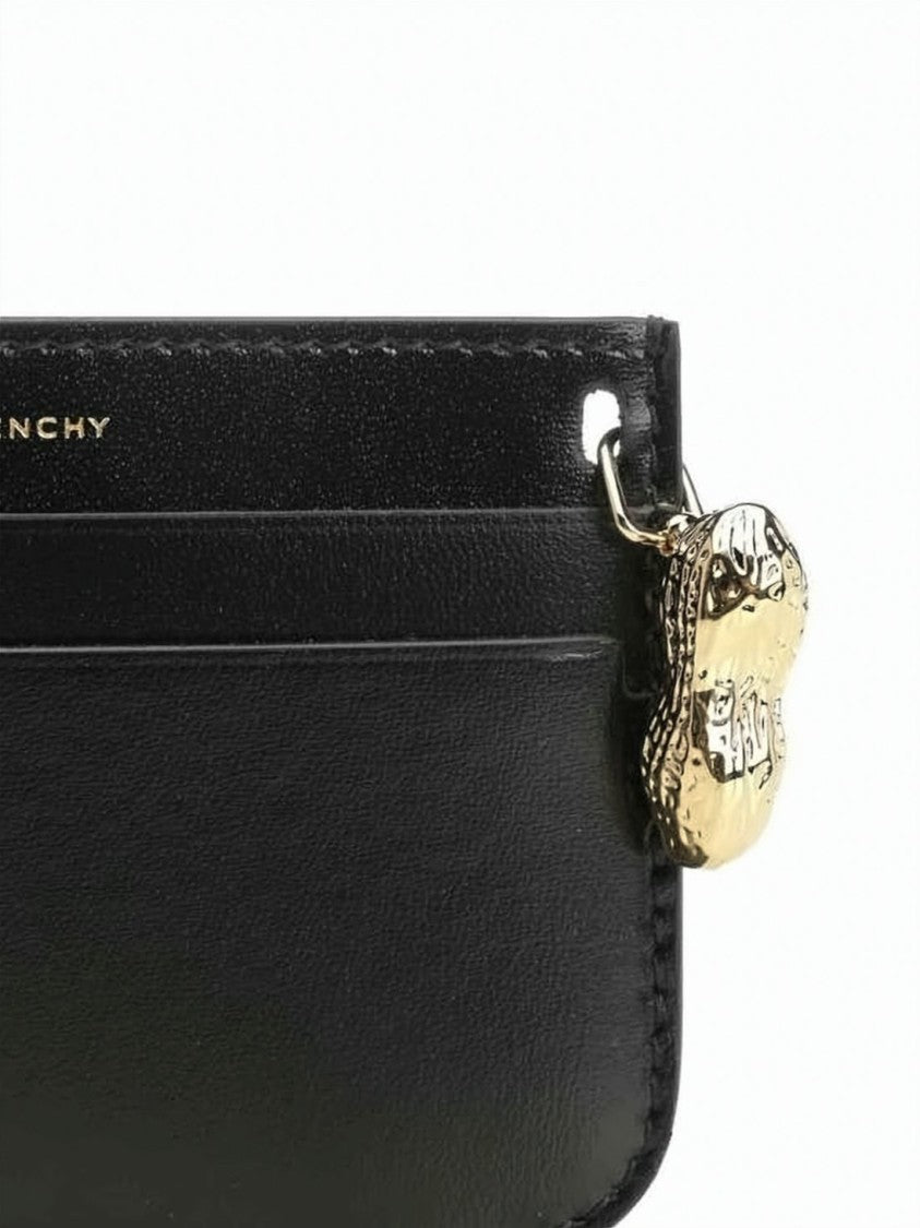 Givenchy Compact Black Cardholder With Gold-Tone Charm