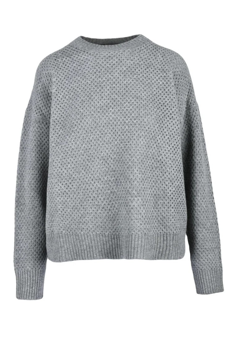 Fabiana Filippi Crew Neck Wool Silk Cashmere Sweater - Grey