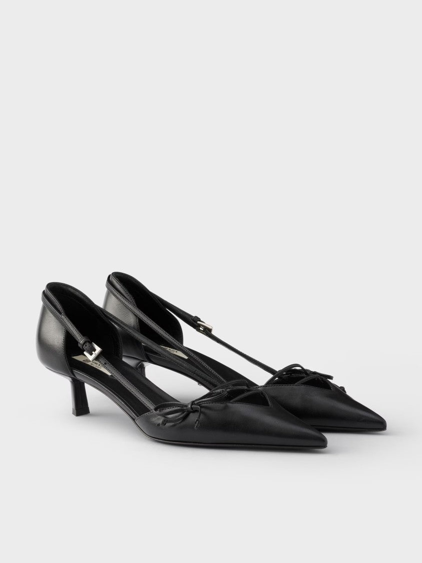 Prada Pointed-Toe Slingback Bow Detail Pumps