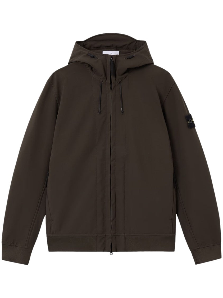 Stone Island Brown Biker Jacket Hooded Elastic Cuffs Jacket